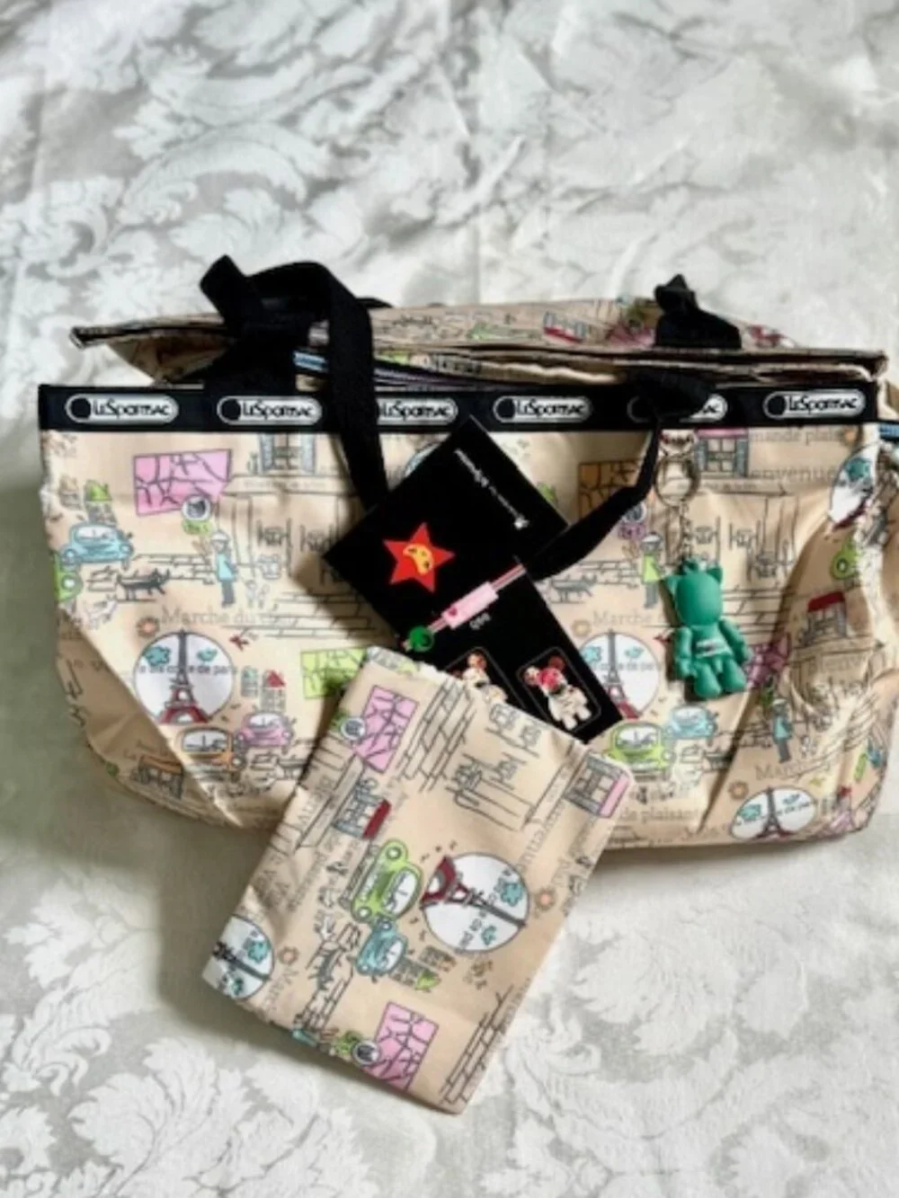 Rare Tokidoki For LeSportsac Paris City Life Tote With Matching Pouch &Toy Charm